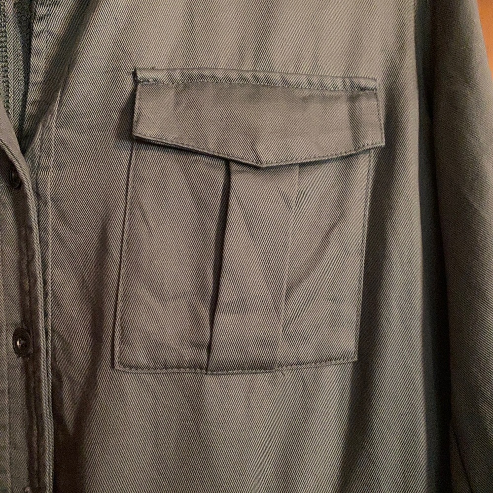 French Connection Green Gray Button Front Shirt D… - image 5